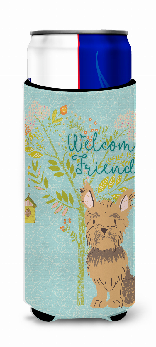 Welcome Friends with Dog Ultra Hugger for slim cans