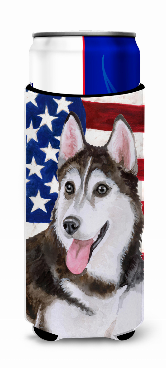 USA American Flag with Dog Ultra Hugger for slim cans