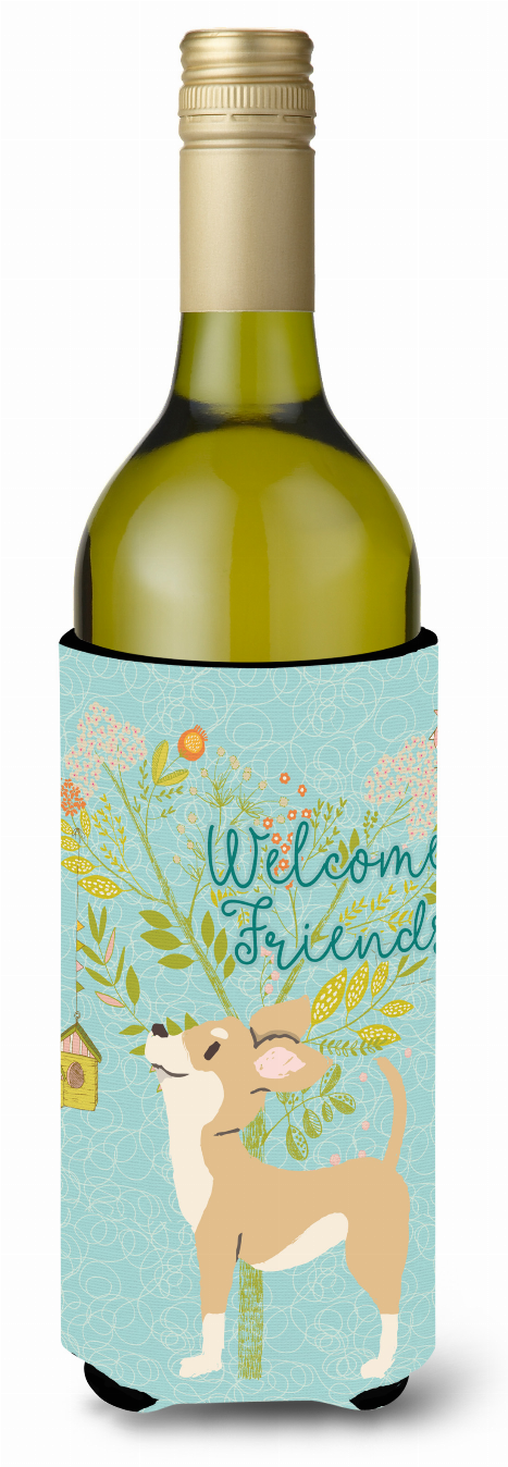 Welcome Friends with Dog Wine Bottle Hugger