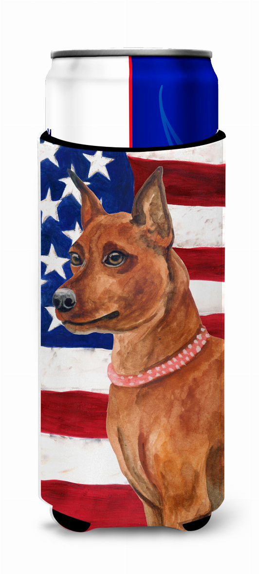 USA American Flag with Dog Ultra Hugger for slim cans