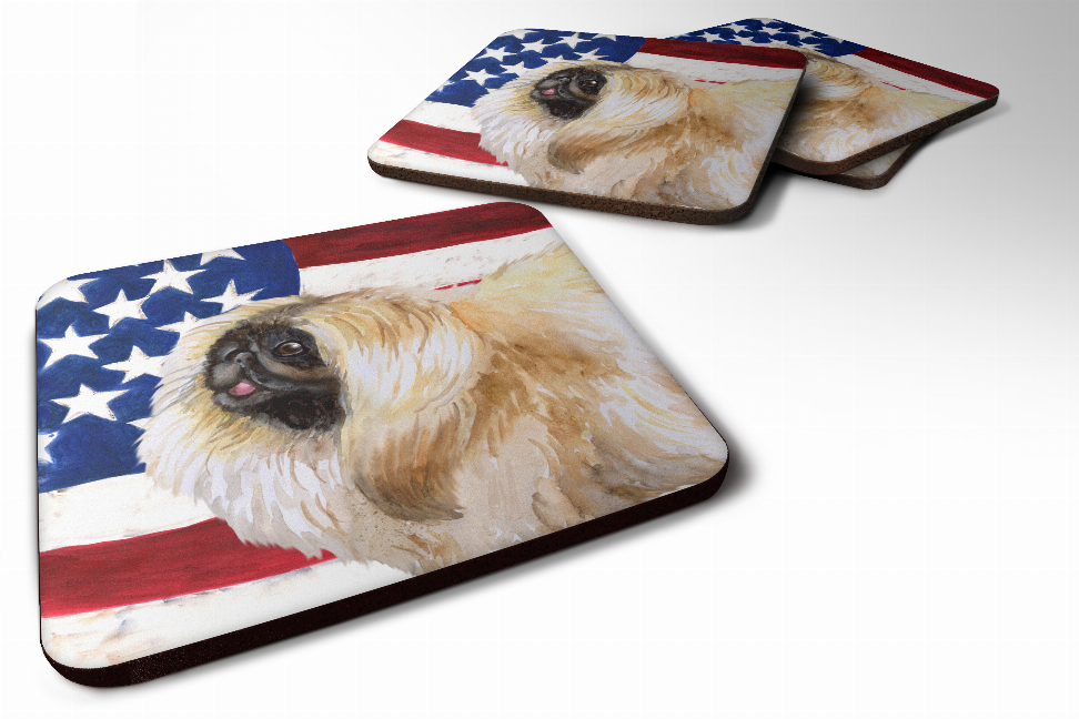 Patriotic Design with Dog Foam Coaster Set of 4