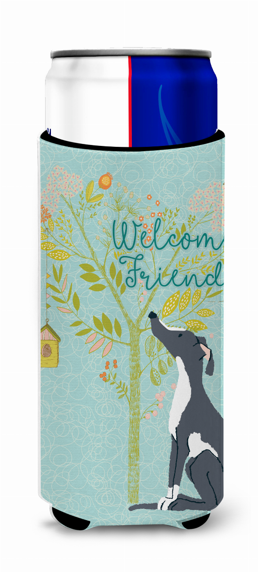 Welcome Friends with Dog Ultra Hugger for slim cans