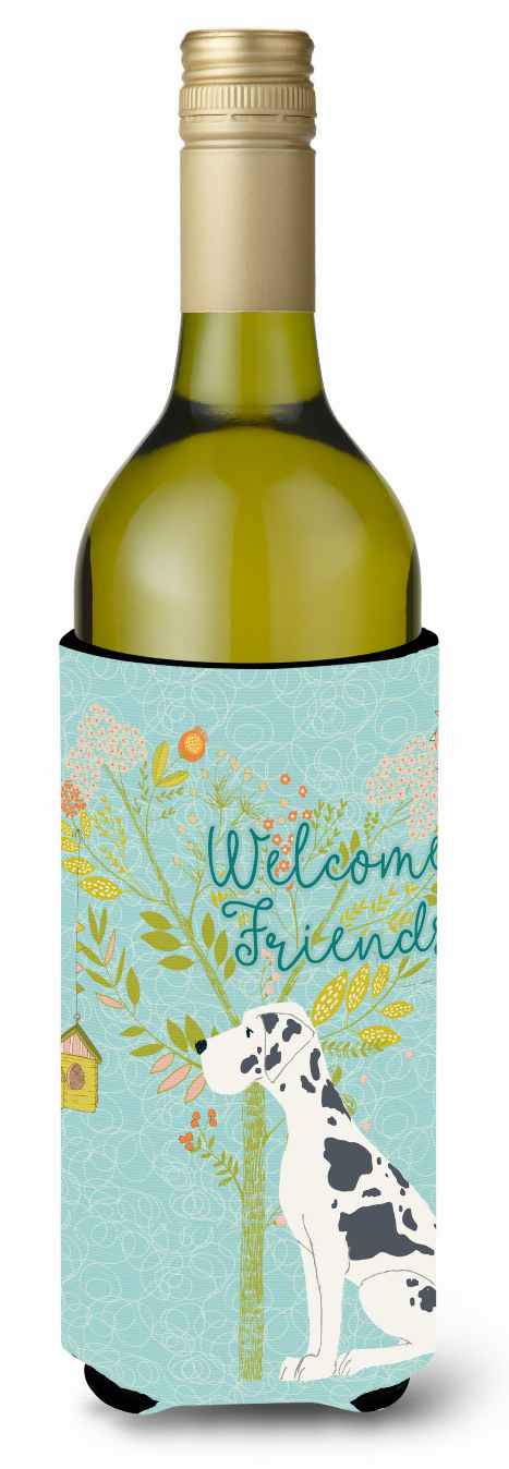 Welcome Friends with Dog Wine Bottle Hugger