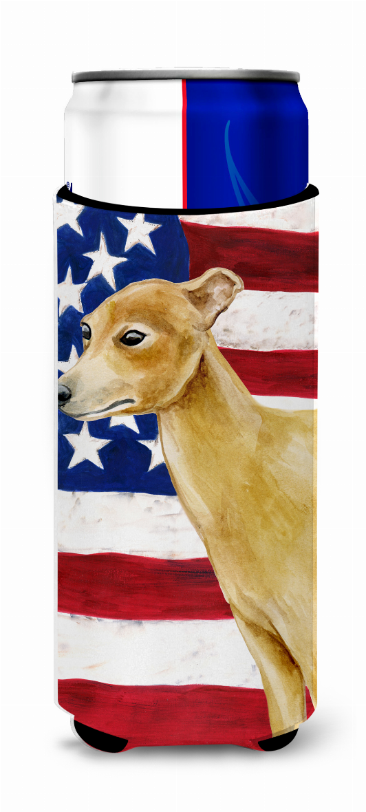 USA American Flag with Dog Ultra Hugger for slim cans