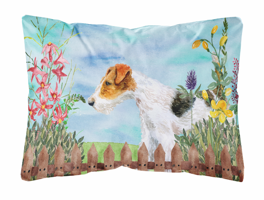 Spring Dog Art Canvas Fabric Decorative Pillow