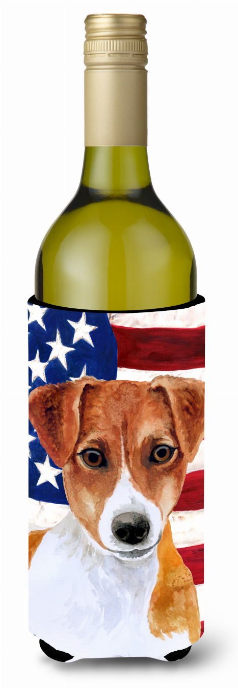 USA Patriotic American Flag Design with Dog Wine Bottle Hugger