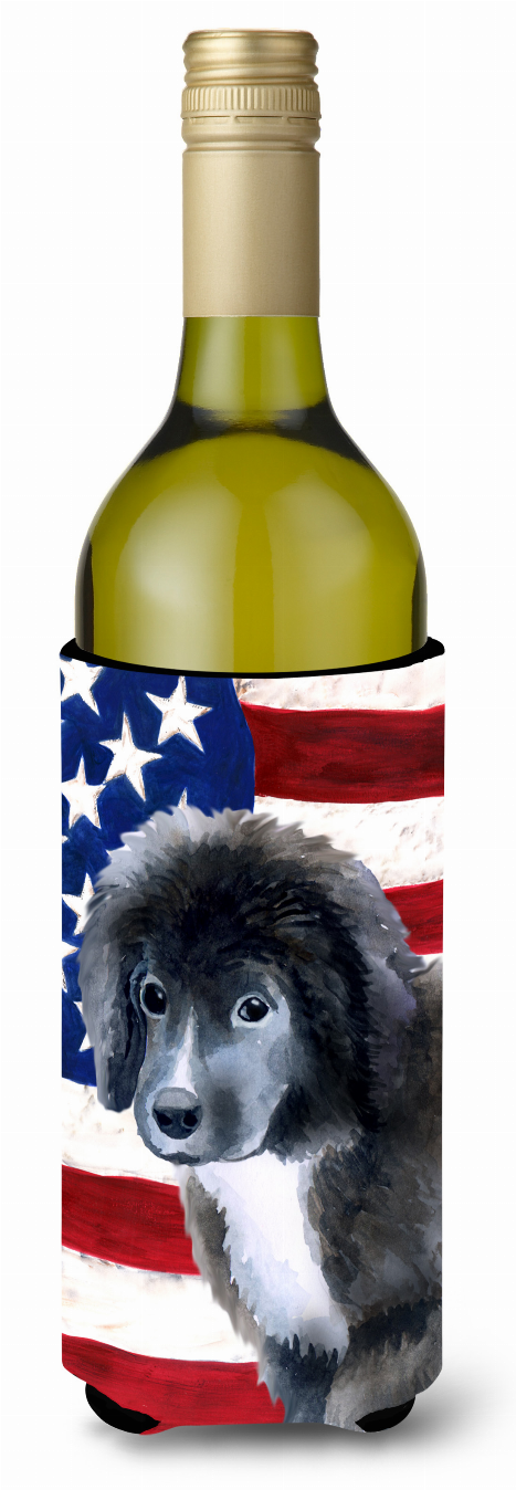 USA Patriotic American Flag Design with Dog Wine Bottle Hugger