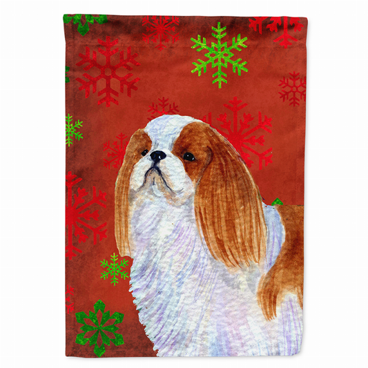 Red and Green Snowflakes Holiday Christmas Dog Flag Garden Size