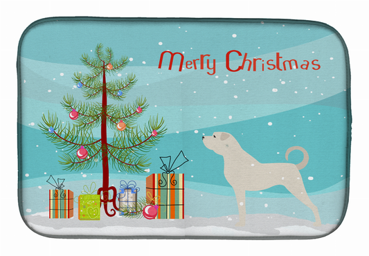 Christmas Tree and Dog on Dish Drying Mat