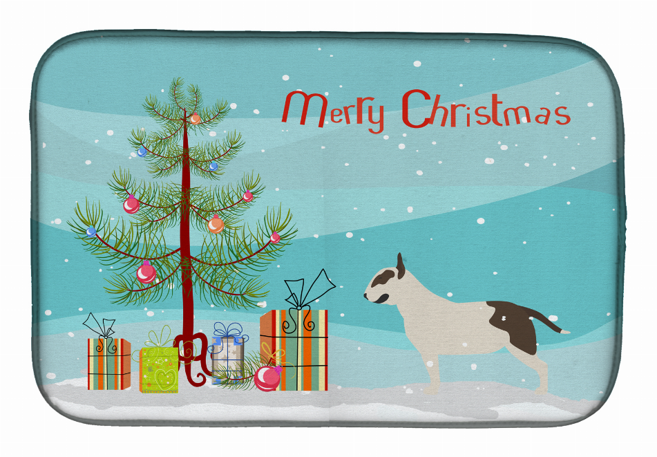 Christmas Tree and Dog on Dish Drying Mat