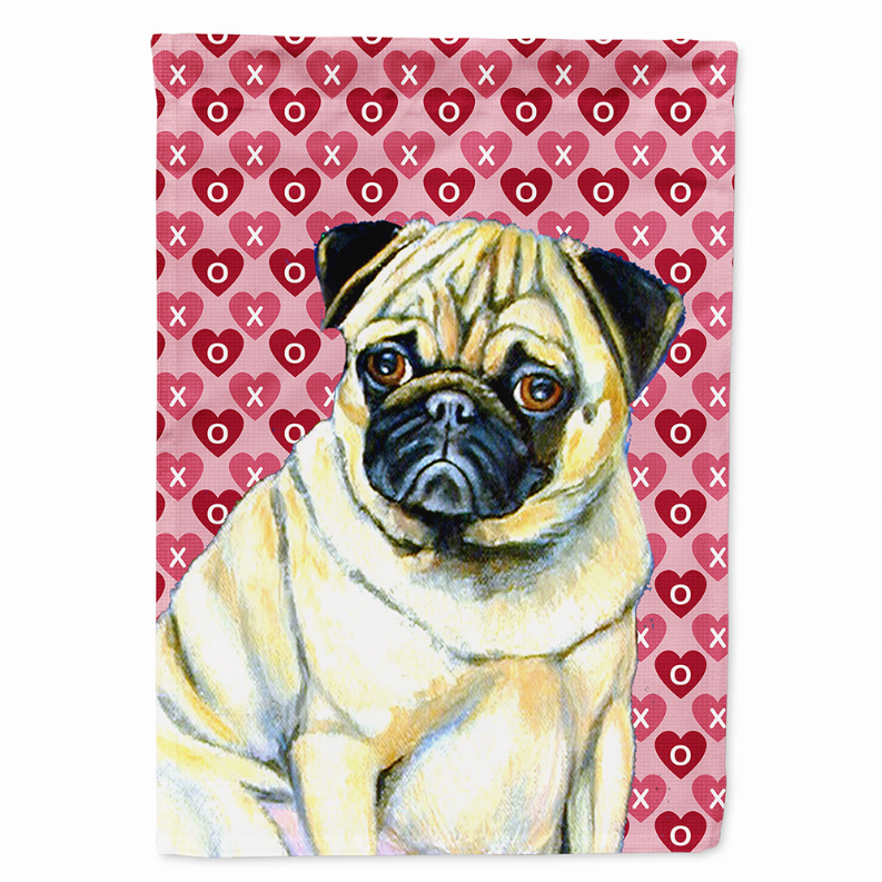 Hearts Love and Valentine's Day Dog Portrait Flag Garden Size