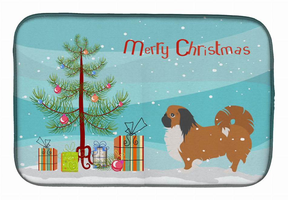 Christmas Tree and Dog on Dish Drying Mat