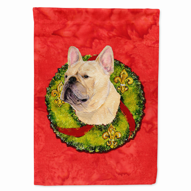 Christmas Wreath With Dog Flag Garden Size