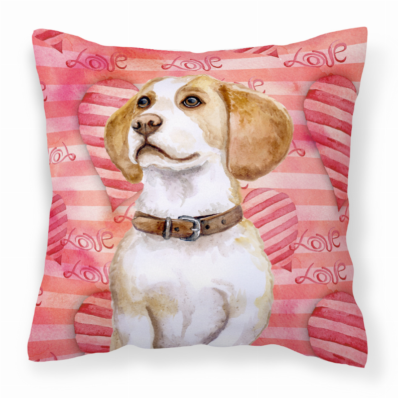 Dog With Love Stripes Fabric Decorative Pillow