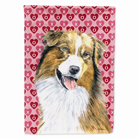 Hearts Love and Valentine's Day Dog Portrait Flag Garden Size