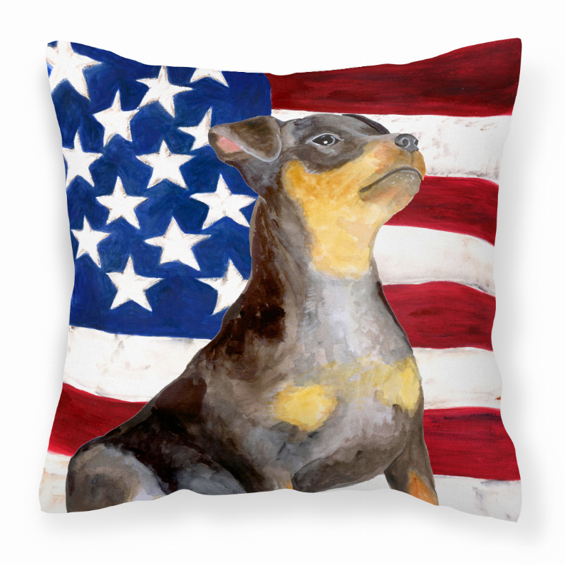 Patriotic With Dog Fabric Decorative Pillow