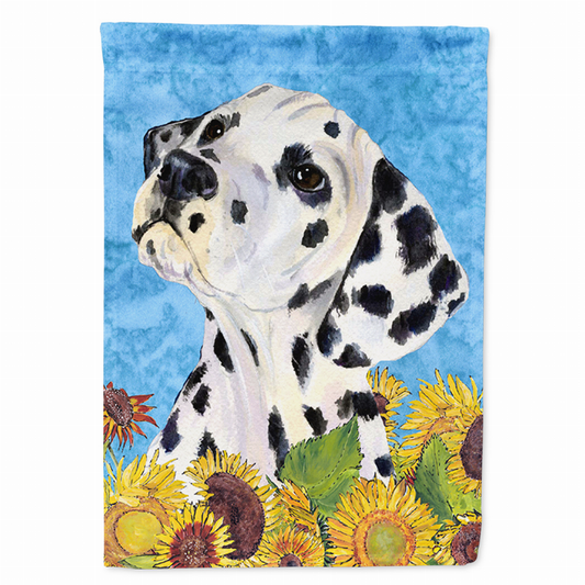 Dog in Summer Flowers Flag Garden Size