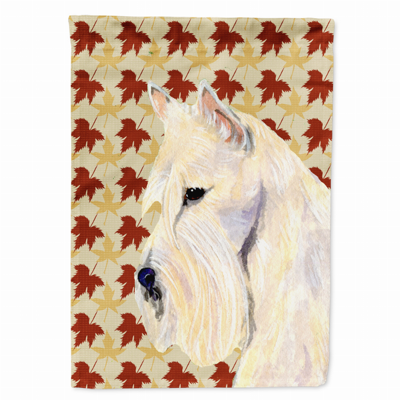 Fall Leaves with Dog Portrait Flag Garden Size