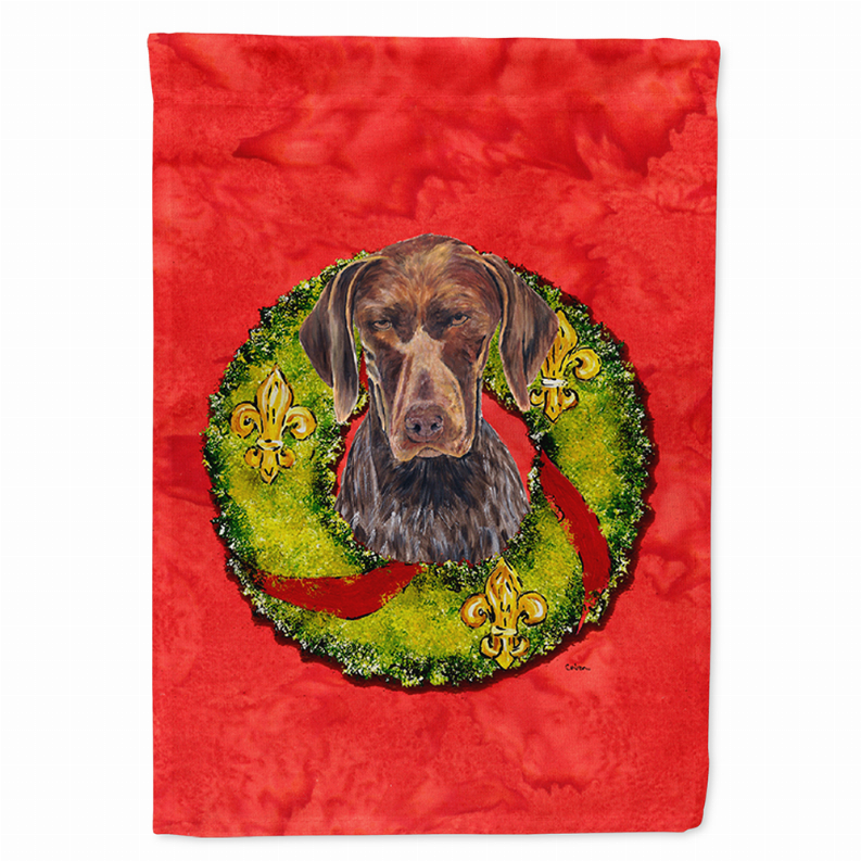 Christmas Wreath With Dog Flag Garden Size