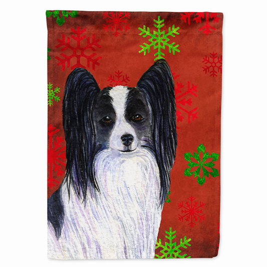 Red and Green Snowflakes Holiday Christmas Dog Flag Garden Size