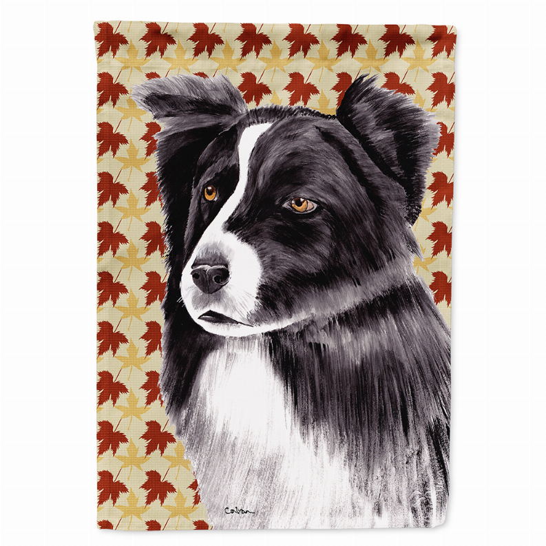 Fall Leaves with Dog Portrait Flag Garden Size