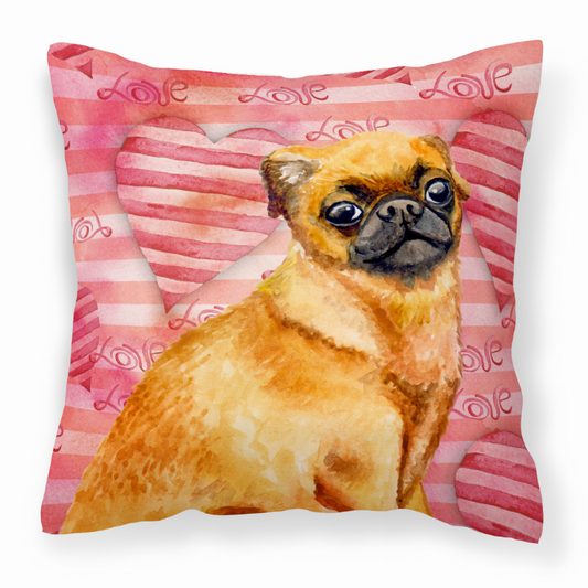 Dog With Love Stripes Fabric Decorative Pillow