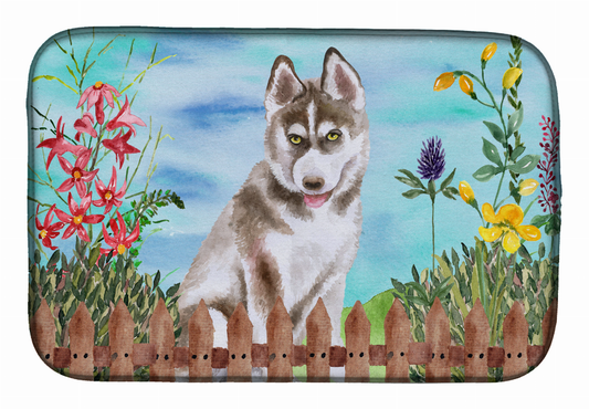 Spring Dog on Dish Drying Mat