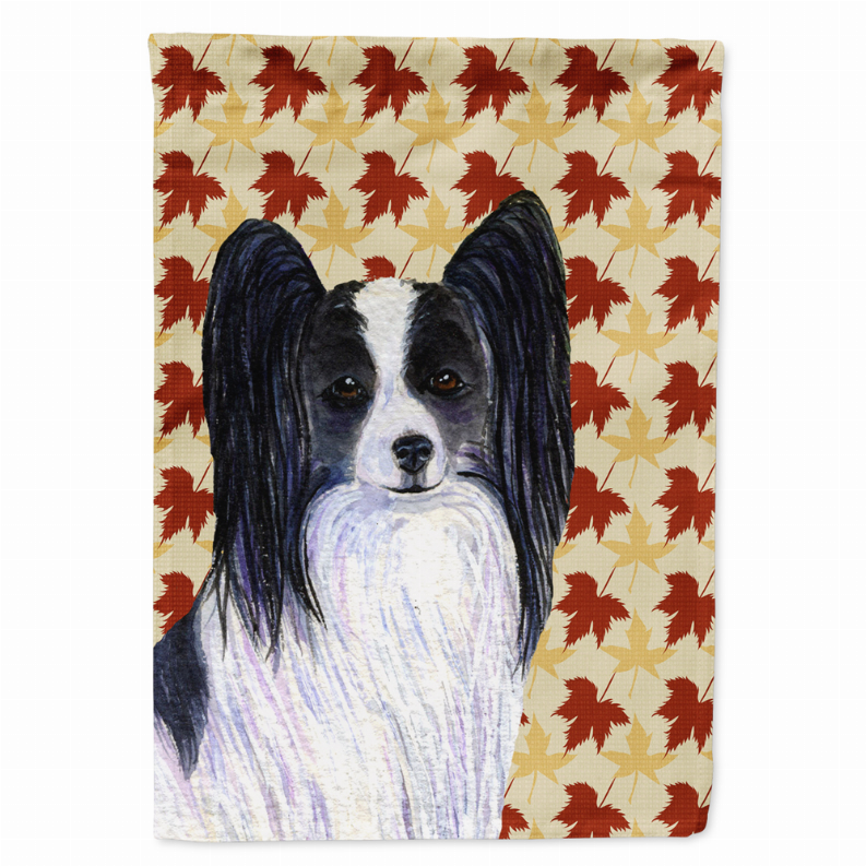 Fall Leaves with Dog Portrait Flag Garden Size