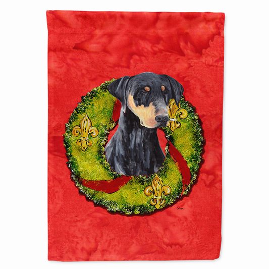 Christmas Wreath With Dog Flag Garden Size