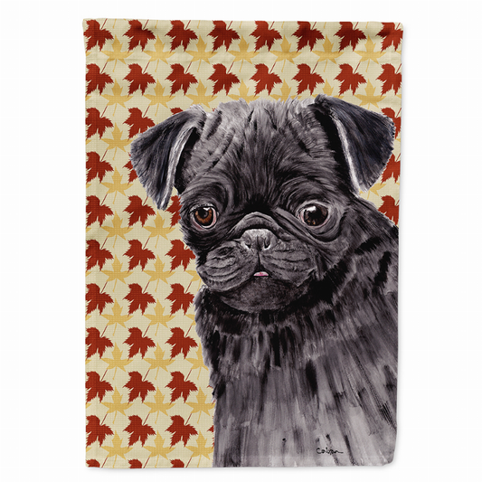 Fall Leaves with Dog Portrait Flag Garden Size