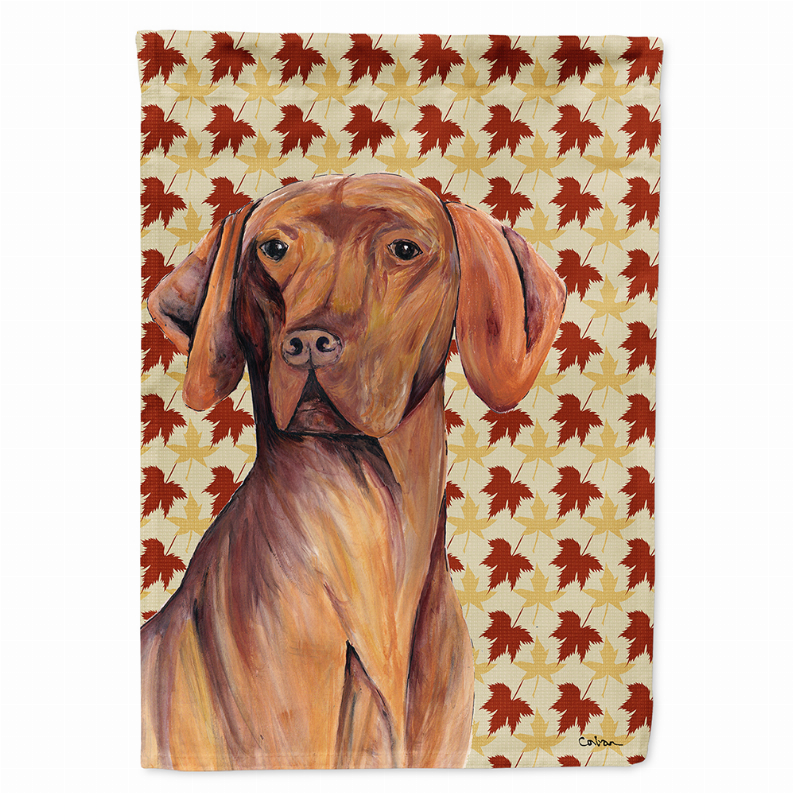 Fall Leaves with Dog Portrait Flag Garden Size