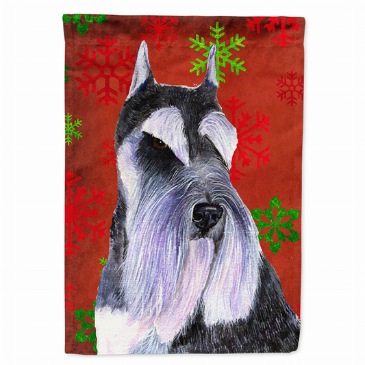 Red and Green Snowflakes Holiday Christmas Dog Flag Garden Size