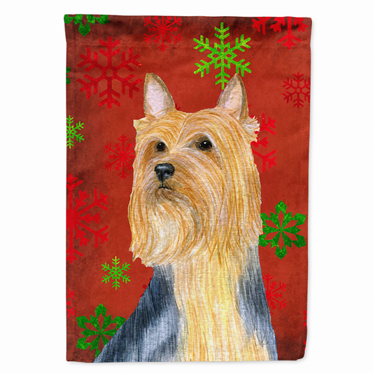 Red and Green Snowflakes Holiday Christmas Dog Flag Garden Size