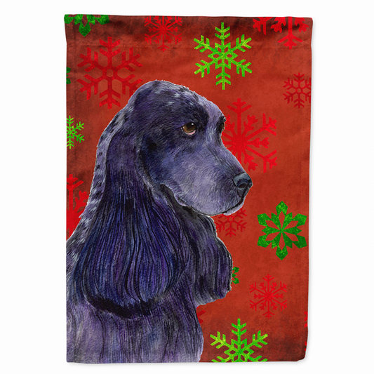 Red and Green Snowflakes Holiday Christmas Dog Flag Garden Size