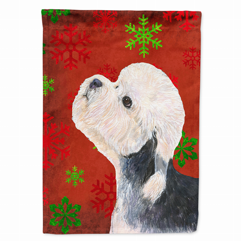 Red and Green Snowflakes Holiday Christmas Dog Flag Garden Size