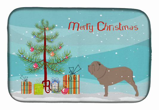 Christmas Tree and Dog on Dish Drying Mat