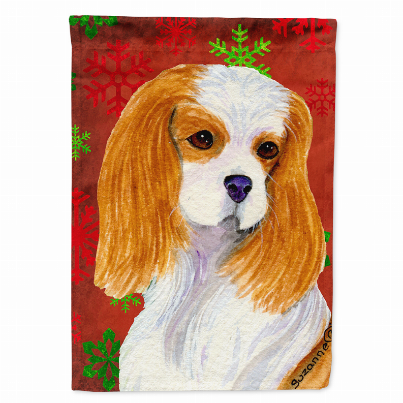 Red and Green Snowflakes Holiday Christmas Dog Flag Garden Size