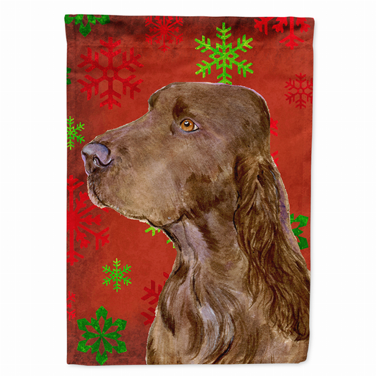 Red and Green Snowflakes Holiday Christmas Dog Flag Garden Size