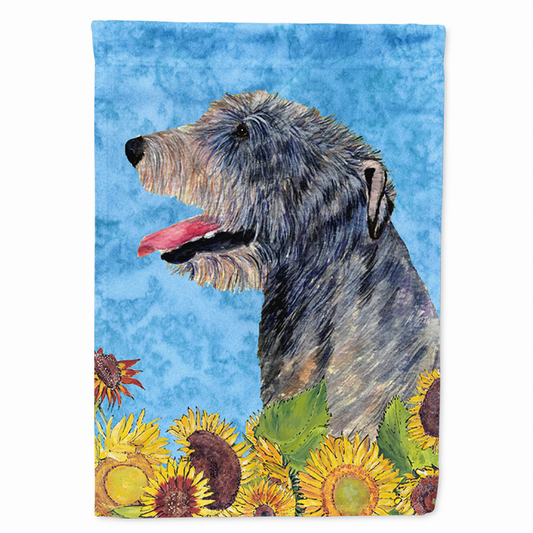 Dog in Summer Flowers Flag Garden Size