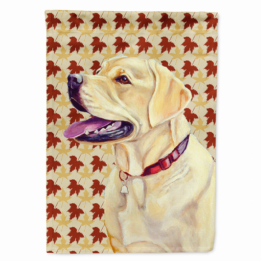 Dog Fall Leaves Portrait Flag Garden Size