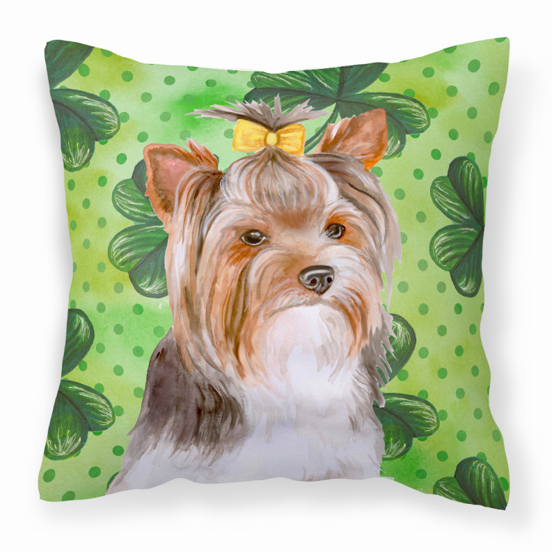 St Patrick's With Dog Fabric Decorative Pillow