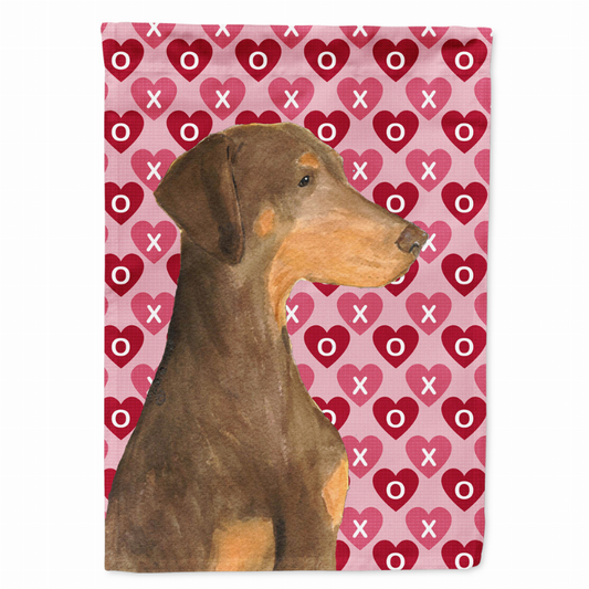 Hearts Love and Valentine's Day Dog Portrait Flag Garden Size