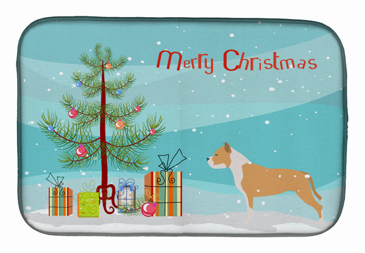 Christmas Tree and Dog on Dish Drying Mat