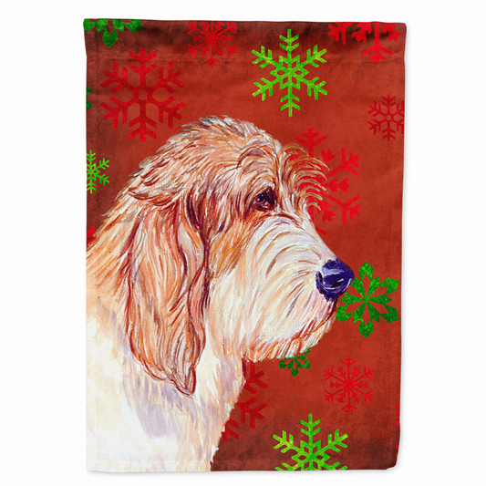 Red and Green Snowflakes Holiday Christmas Dog Flag Garden Size