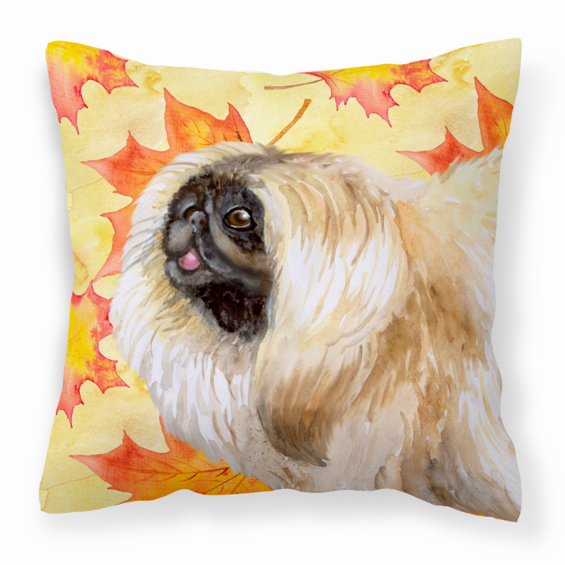 Dog With Fall Design Fabric Decorative Pillow