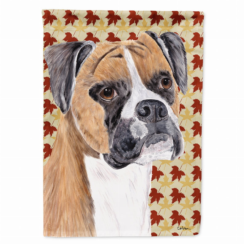 Fall Leaves with Dog Portrait Flag Garden Size