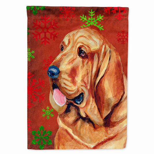 Red and Green Snowflakes Holiday Christmas Dog Flag Garden Size