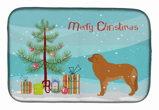 Christmas Tree and Dog on Dish Drying Mat