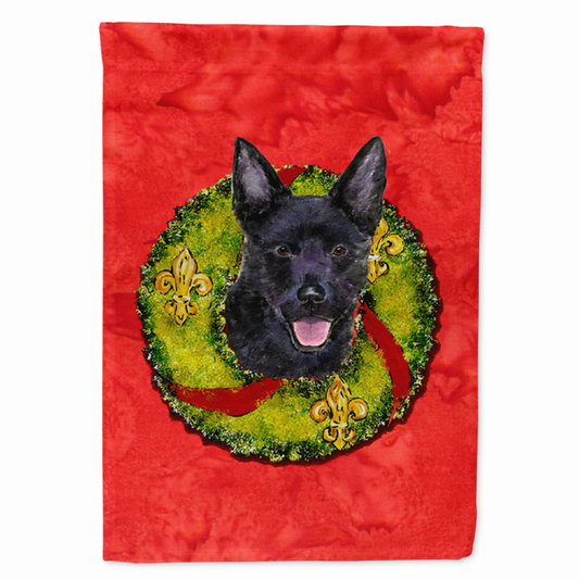 Christmas Wreath With Dog Flag Garden Size