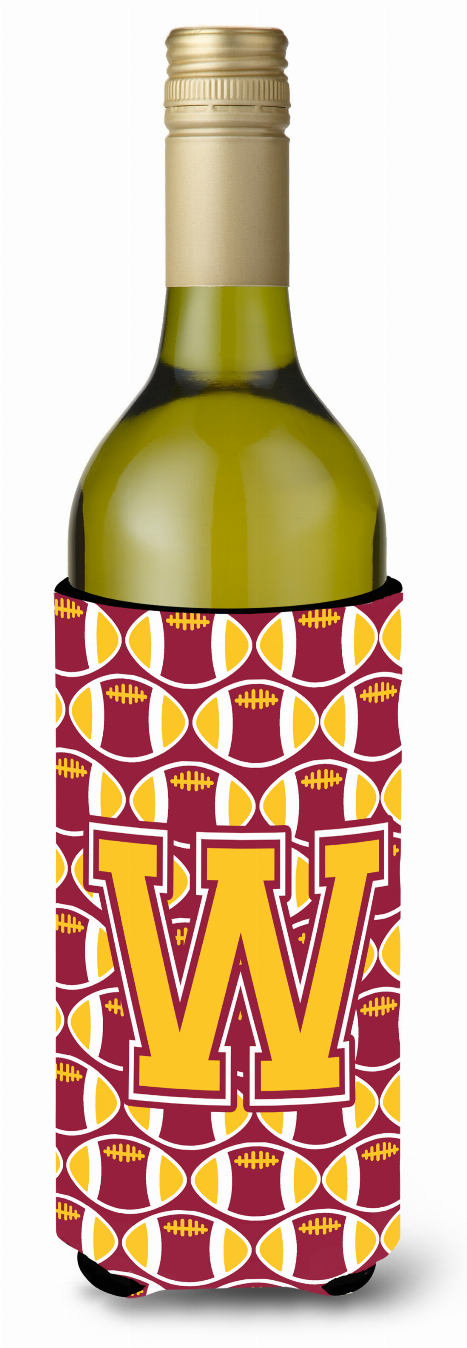 Monogram Letter Football Wine Bottle Hugger